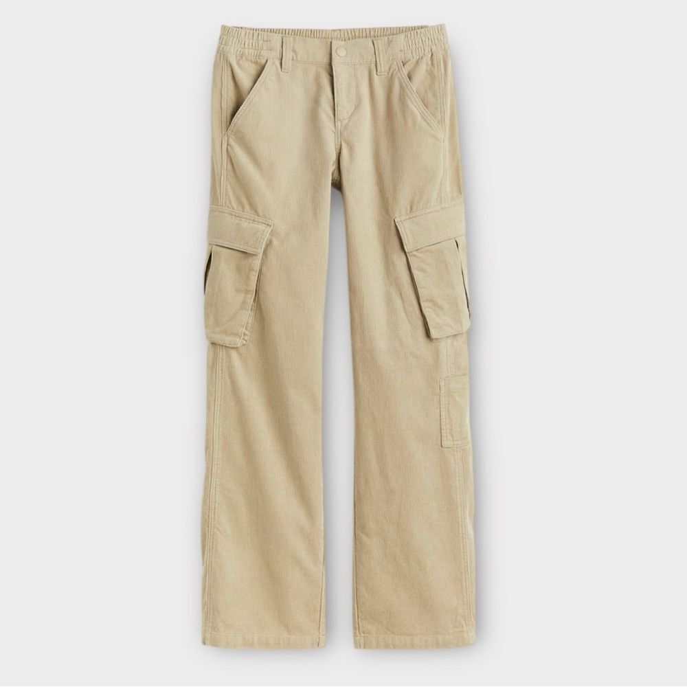 H&M Divided Cargo Corduroy Straight Leg Pant in Tan Women’s Size 2